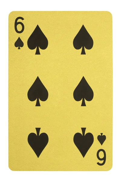 Golden playing cards, Six of spades — Stock Photo, Image