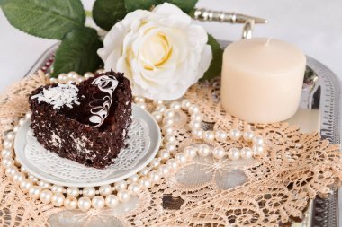 Kahvaltı kahve ile çikolatalı kek