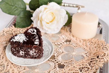 Kahvaltı kahve ile çikolatalı kek