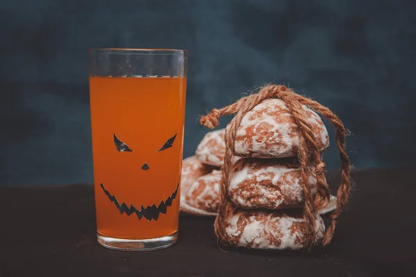 Szemüveg Kísérteties Sütőtök Cookie Halloween — Stock Fotó