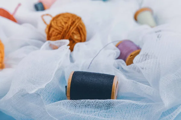 Multi Colored Threads Sewing Knitting — Stock Photo, Image