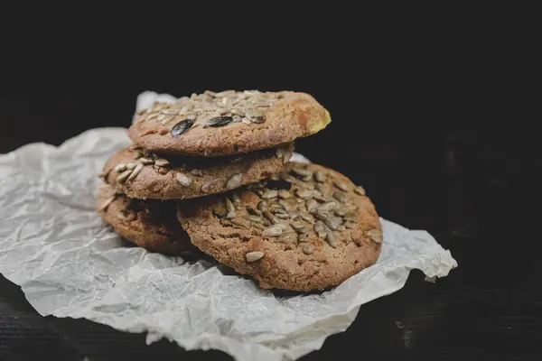 Вкусное Печенье Семенами Столе — стоковое фото