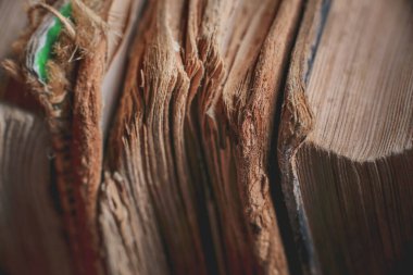 Masanın üzerinde çok eski bir kitap var.