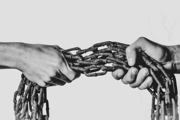 Menschliche Hände Eisenketten — Stockfoto