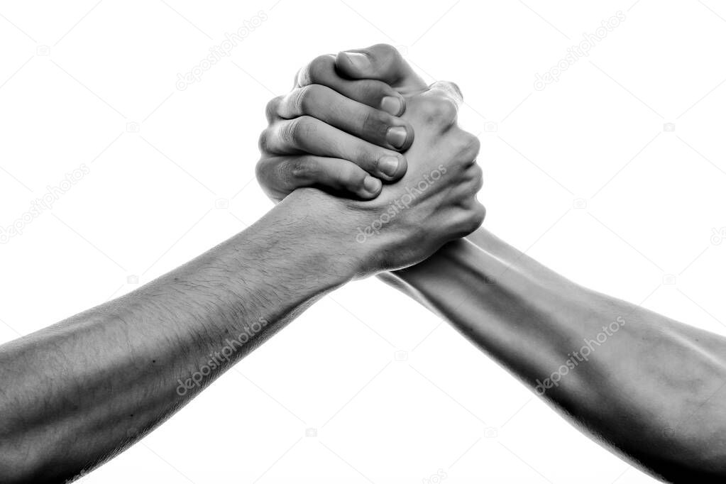 hands of a man on a white background
