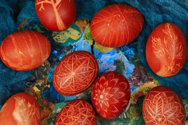 Ostereier Mit Ukrainischen Ornamenten Bemalt — Stockfoto