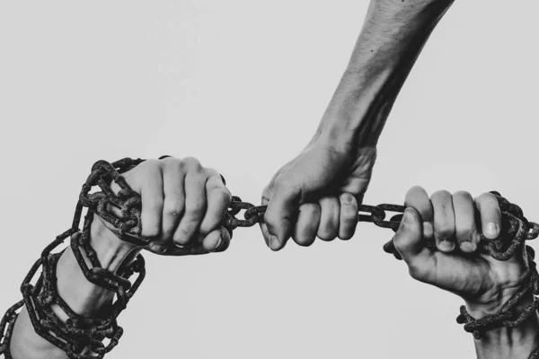 Human Hands Iron Chains — Stock Photo, Image