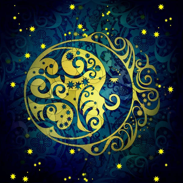 Темно-синяя ночная луна, абстрактный потрепанный цвет фона — стоковое фото