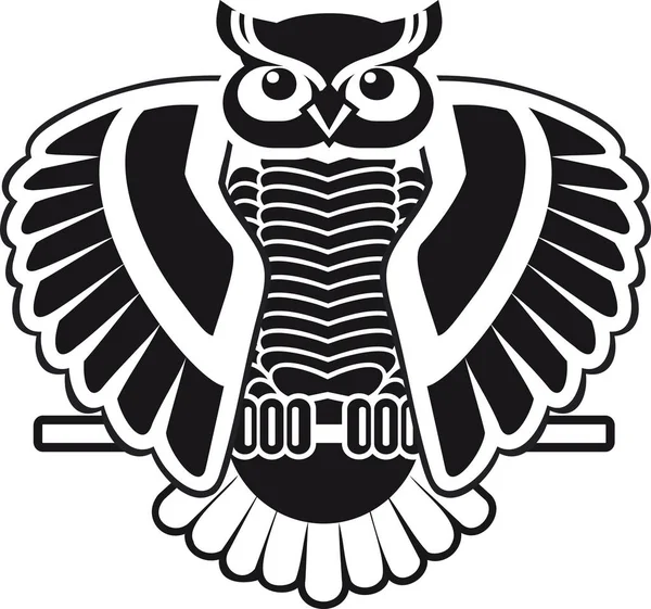 Design pour logo hibou noir et blanc assis — Image vectorielle