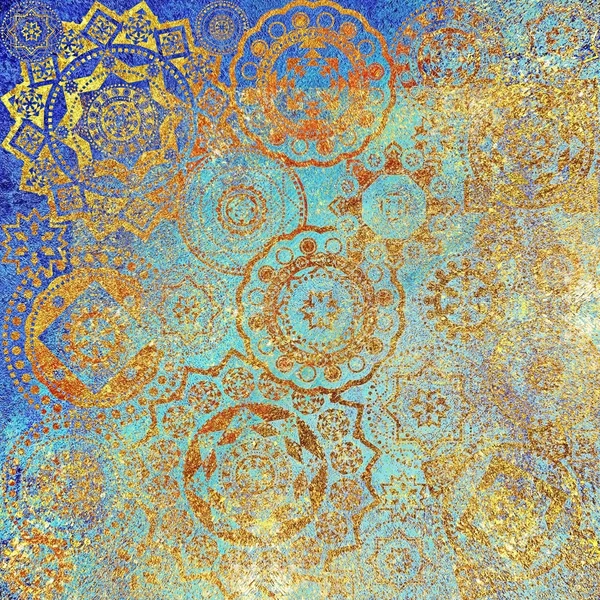 Fond texturé abstrait avec motif géométrique doré — Photo