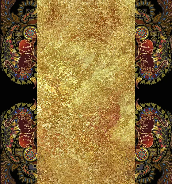 Gekleurde etnische geometrische patroon granulaire gouden achtergrond — Stockfoto