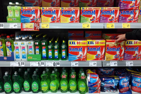 Dishwashing detergent in a Store — Stock Photo, Image
