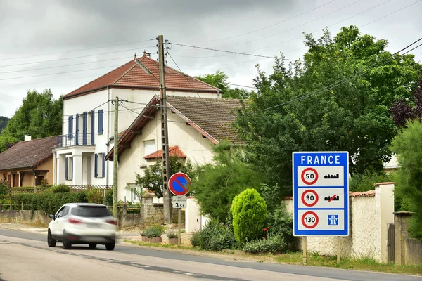 Signo Límites Velocidad Frontera Francia —  Fotos de Stock