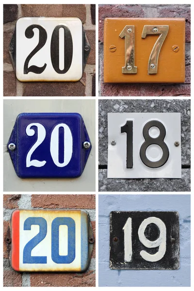 Collage Numbers 2017 2018 2019 Composed House Numbers — Stock Photo, Image