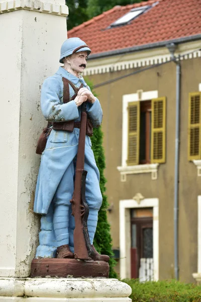 Ecouviez France August 2017 Statue Soldier World War Memorial Built — Stock Photo, Image