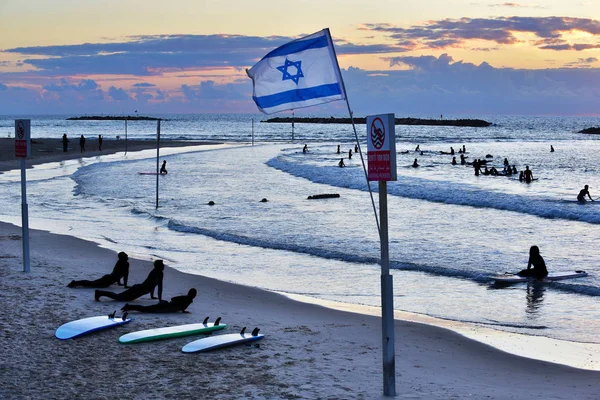 Tel Aviv Yafo Israel December 2019 Sunset Beach Tel Aviv — Stock Photo, Image