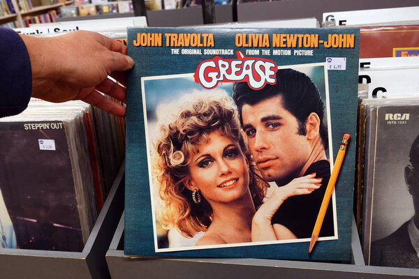 THE NETHERLANDS - JANUARY 2020: LP record of the original movie movie Sound Track from the 1978 Film: Grease in a second hand store
.
