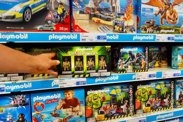 Bélgica Julio 2019 Playmobil Con Tema Cazafantasmas Hipermercado Belga Cora —  Fotos de Stock