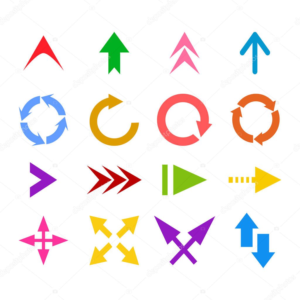 Arrow icon set symbol next cursor direction.