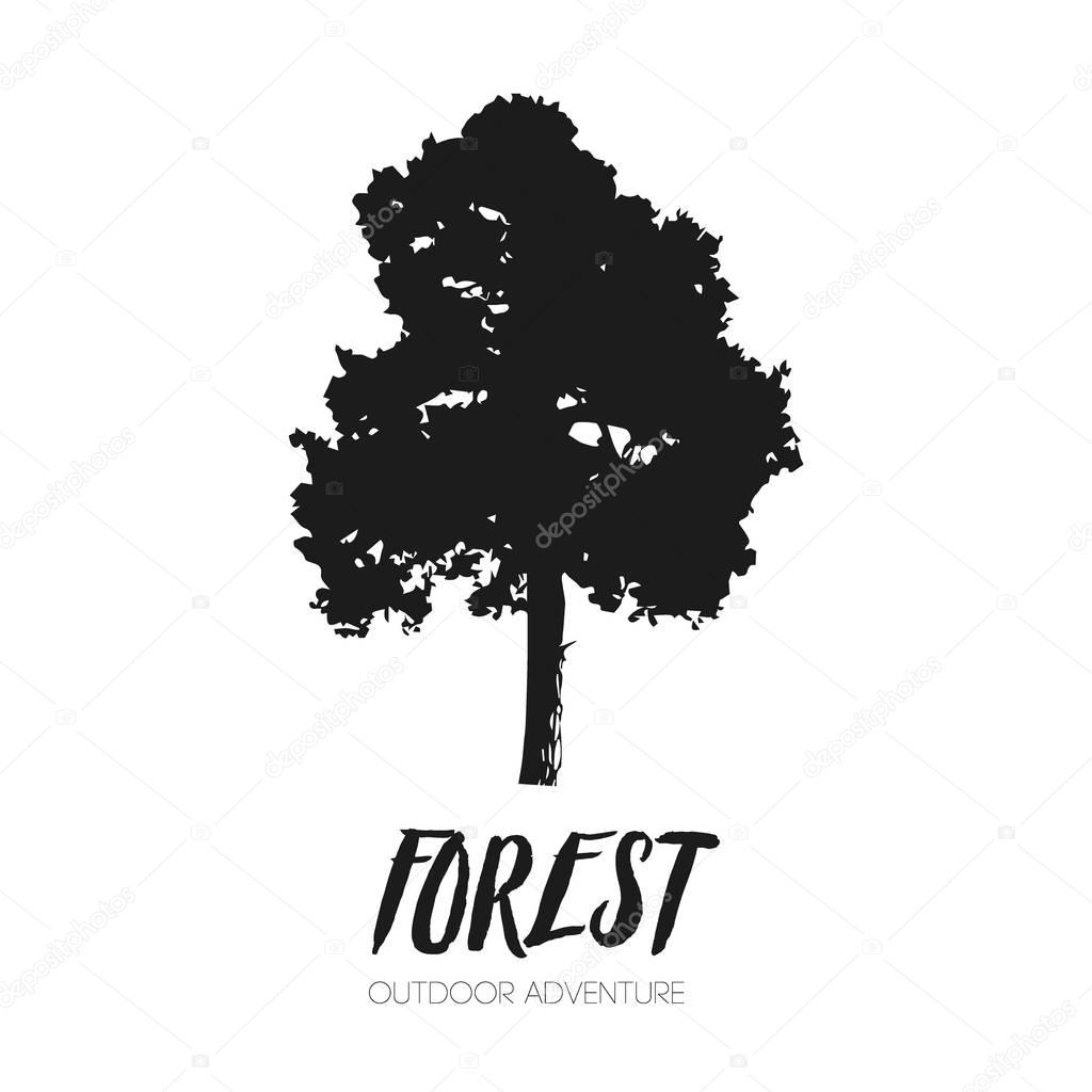Leaf tree forest silhouette logo ecology outdoor park tourism adventure vector illustration