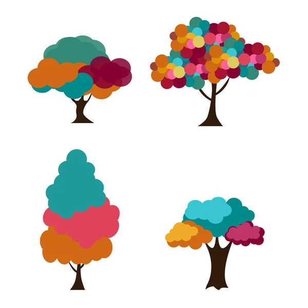 Árbol abstracto follaje de hojas de color vibrante otoño, parque flora pintura colorido bosque vector ilustración. Planta botánica natural de temporada. Ecología ambiente árboles hojas rama — Vector de stock