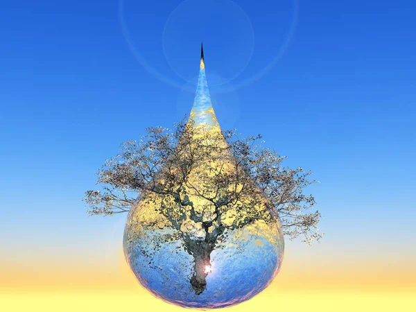 Un albero dentro una goccia d'acqua — Foto Stock