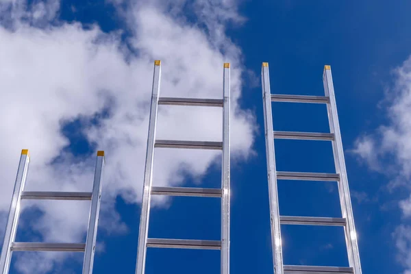 Three aluminum ladders — Stock Photo, Image