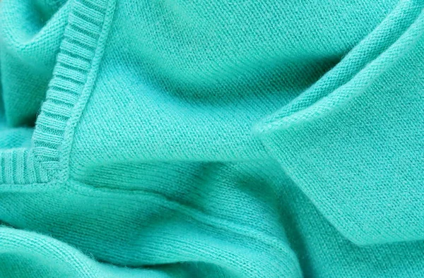 Maglia in cashmere di lusso colori menta. Da vicino. — Foto Stock