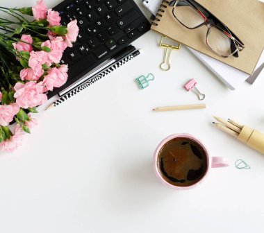 Okul hazırlıkları öğretmenin gün kavramı, iş ofis eğitim kavramı. Space.Flat lay.top görünüm Kopyala