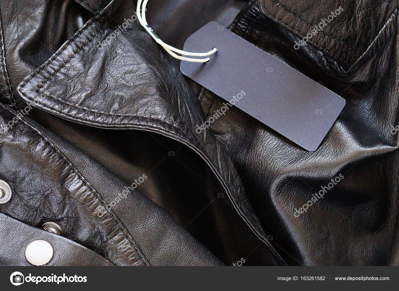 Download Blank Mock Up Label Tag On Leather Jacket Stock Photo Image By C Si 27star 163261582