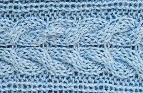 Background a texture a knitted woolen of blue color — Stock Photo, Image