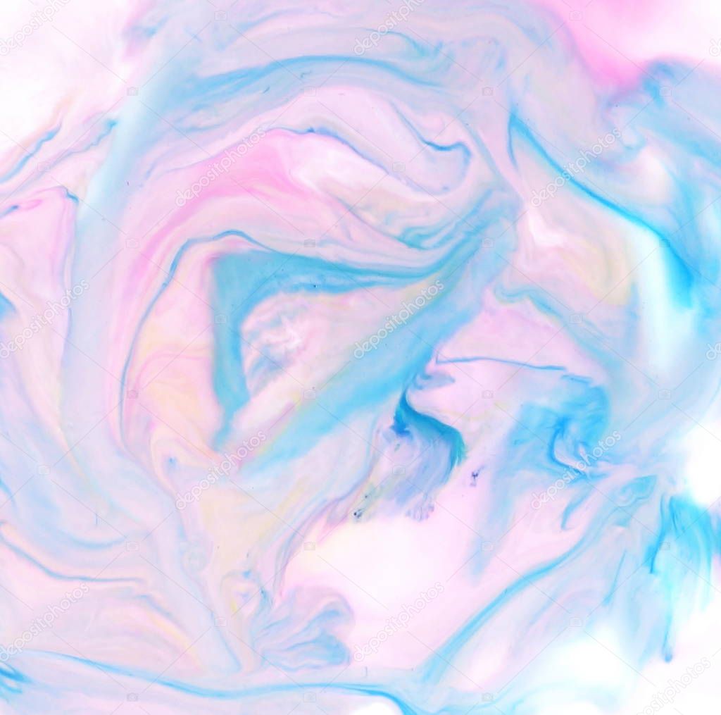 Watercolor abstract pink blue color on white background