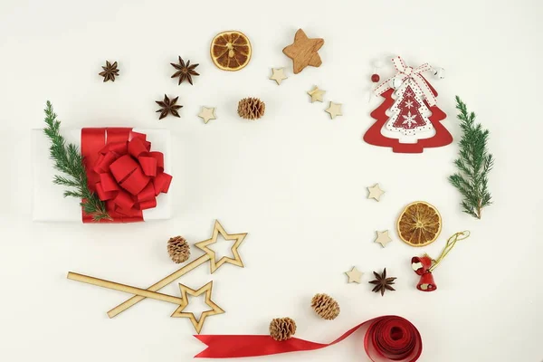 Christmas composition made of traditional decorations