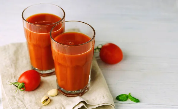 Natürlicher Und Gesunder Tomatensaft Glas Auf Einem Tisch — Stockfoto