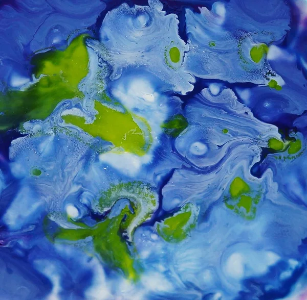 Akvarell Abstrakt Blå Grön Färg Marmor Flytande Konsistens Bakgrund — Stockfoto