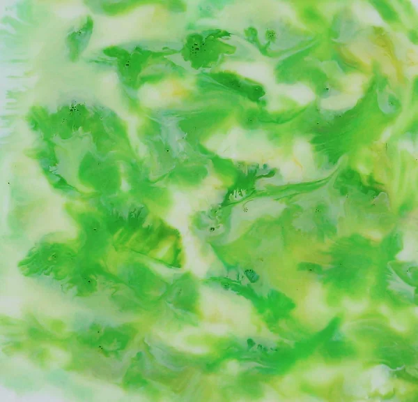水彩抽象緑色液体大理石のテクスチャ背景 — ストック写真
