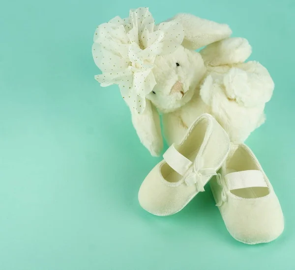 Attends Mon Bébé Chaussures Ballet Blanc Pour Nouveau Banny Sur — Photo
