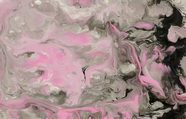 Abstract Marble Pastel Pink Black Color Paint Background Acrylic Texture — Stock Photo, Image