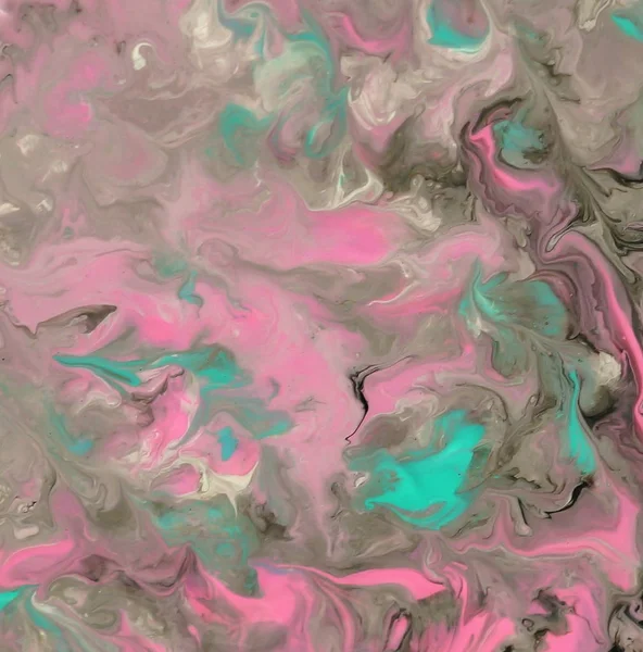 Abstract Marble Pastel Mint Pink Black Color Paint Background Acrylic — Stock Photo, Image