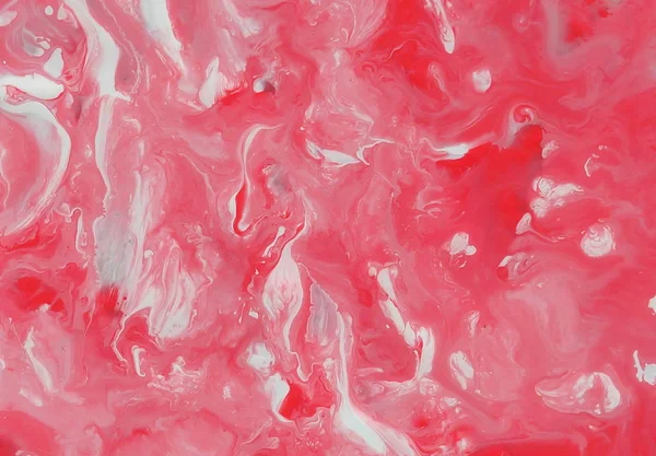 Abstrait Marbre Rouge Fond Peinture Couleur Blanche Texture Acrylique Avec — Photo
