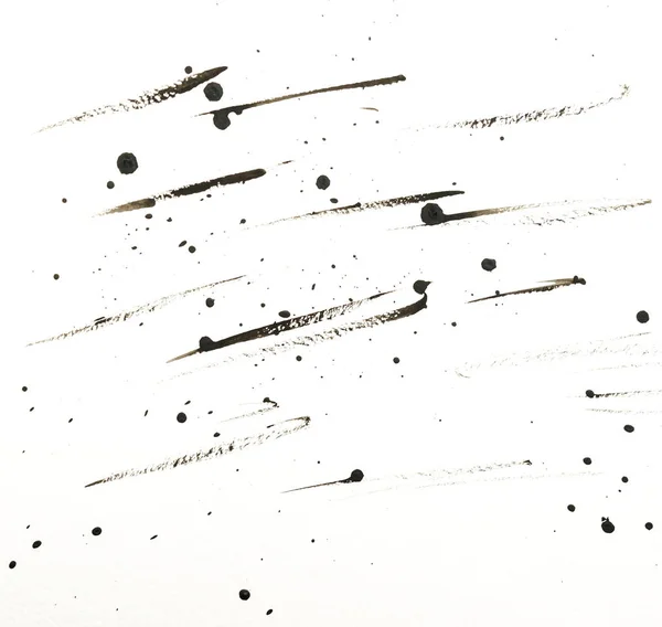 Abstracte Achtergrond Van Zwarte Vlekken Lijnen Wit Papier Achtergrond Aquarel — Stockfoto