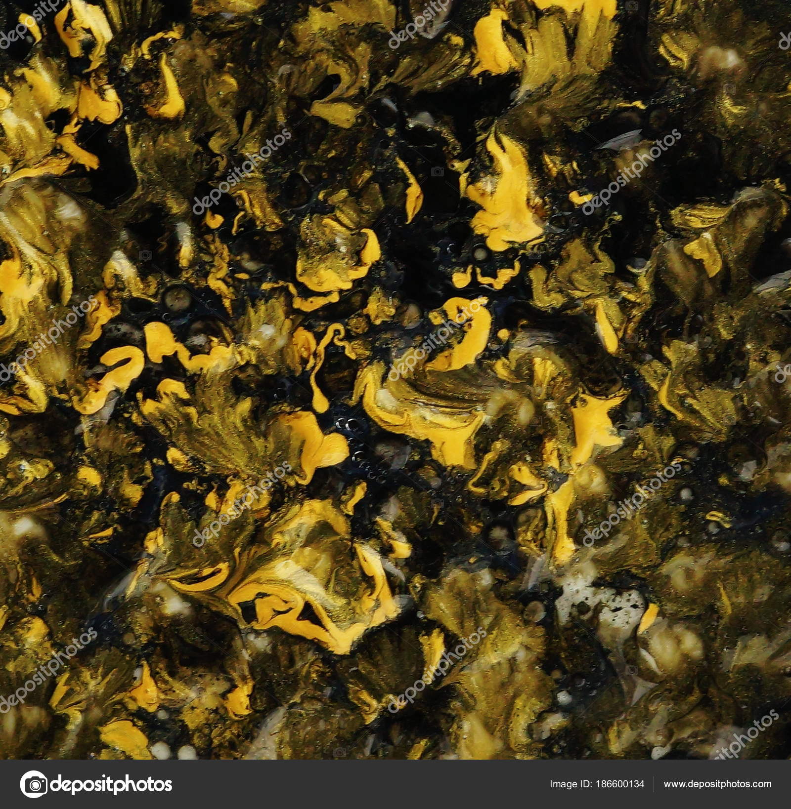 Abstract Watercolor Background Mixing Acrylic Paints Black Gold