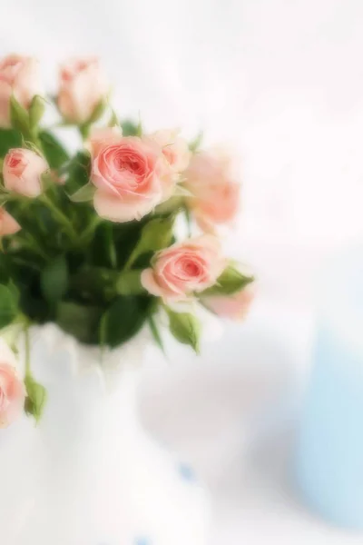 Blur Effekt Lágy Fókusz Halvány Rózsaszín Rózsa Csokor Virágot Háttér — Stock Fotó