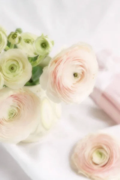 Oskärpa Effekt Mjukt Fokus Blommor Bakgrund Med Bukett Blek Rosa — Stockfoto