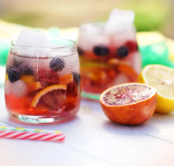 Summer Cooling Drink Detox Water Citrus Lime Lemon Red Orange — Stock Photo, Image