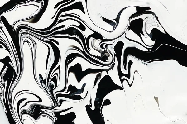Texture Acrylique Mixte Abstraite Noir Blanc Avec Motif Marbre Fond — Photo