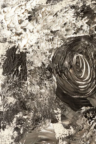 抽象絵画背景 アクリル質感黒と白の色 — ストック写真