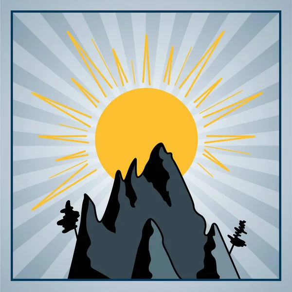 Sun and mountains — Stock Vector