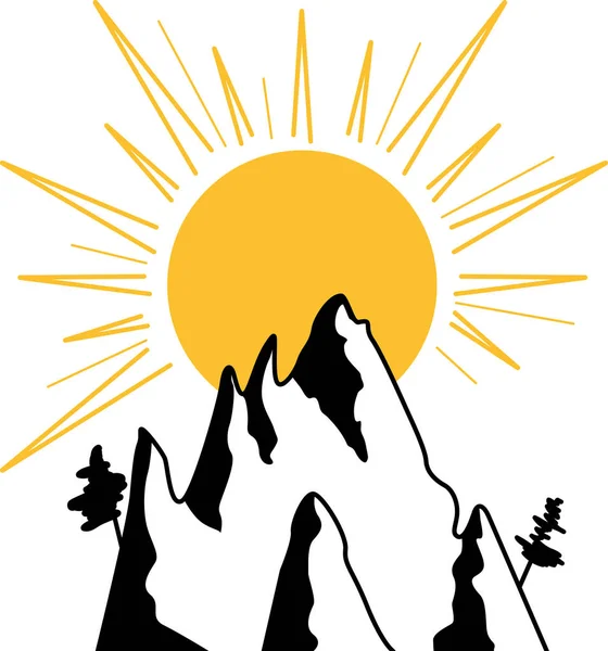 Sole e montagne — Vettoriale Stock