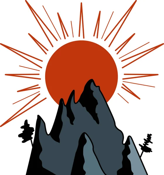 Sun and mountains — Stock Vector